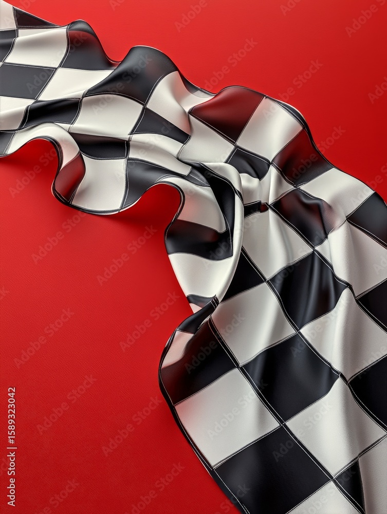 Poster checkerboard pattern on a red background used in game or design settings for visual appeal