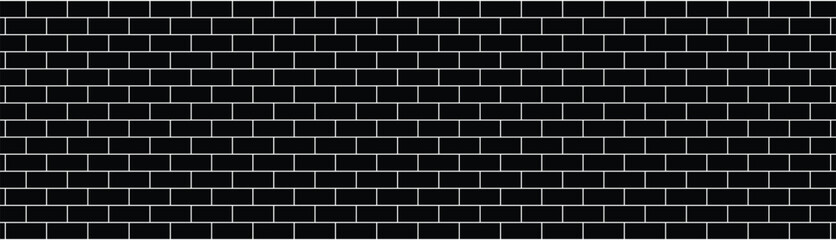 Minimalist overhead view of black rectangular tiles with white grout lines in a seamless horizontal pattern. Monochrome, geometric, and architectural style with flat, even lighting.