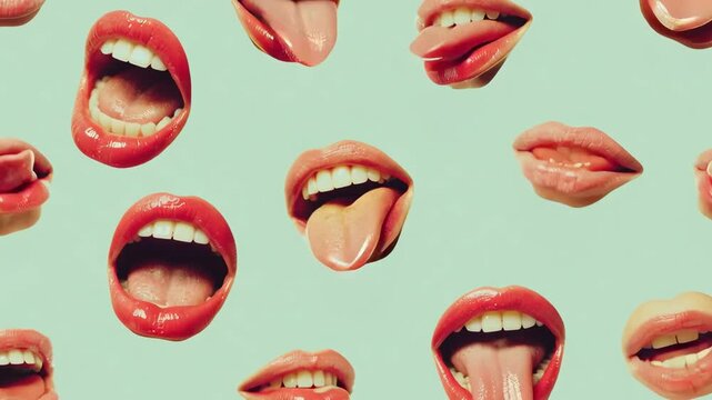 Playful Abstract Repeating Lips and Tongues background