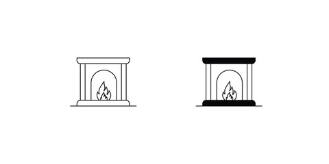 fire place set icon with white background vector stock illustration