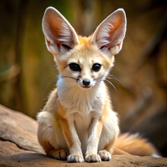 Fennec fox with large ears in desert setting