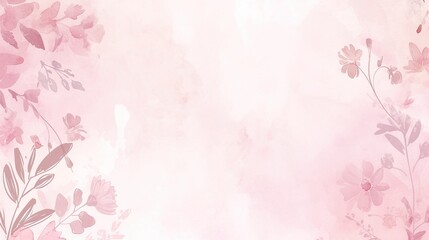 The light pink watercolor background is complemented by delicate floral line art, perfect for wedding invitations or card decorations with subtle flower outlines.