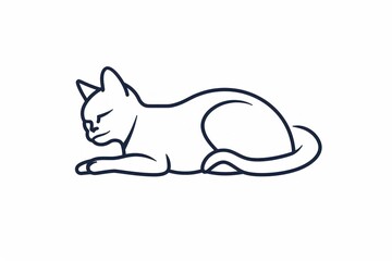 Minimalist line art of a cat lying down, representing tranquility and rest