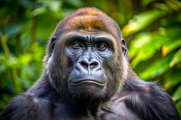 Obraz premium Western lowland gorilla in tropical forest