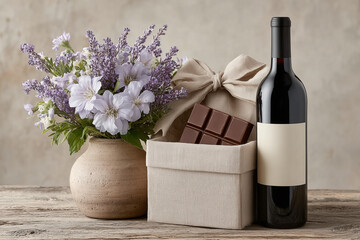 
"Chocolate hamper with wine and gourmet items