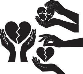 Hands holding broken hearts symbolizing heartbreak emotional pain love loss separation sadness