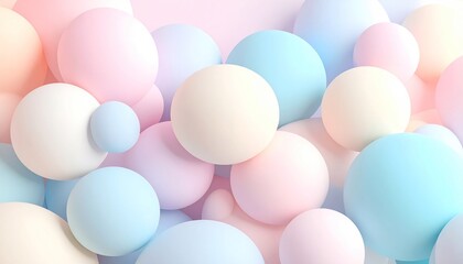 Abstract Composition of Soft Pastel Spheres in Gentle Lighting with Pink Blue and Cream Tones