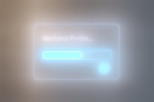 Verifying profile concept with futuristic interface highlighting progress bar