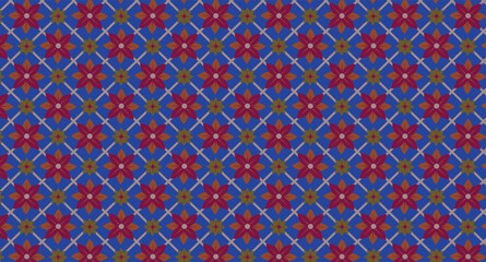 Traditional Indian-inspired tile pattern with star-shaped flower elements in repeating formation, available in light and dark color themes.