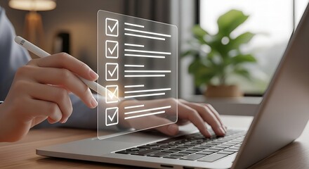 Businessman using tablet to digitally sign contracts with holographic legal and e-signature icons