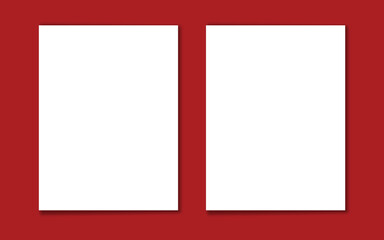 Bold red framed window icon with two white panels, modern flat vector design element for home construction illustrations, architecture plans, or simple layout UI components