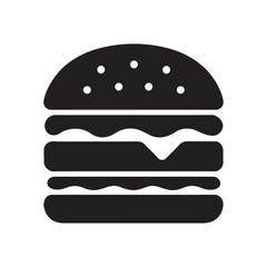 Burger Silhouette Vector Icon on White Background