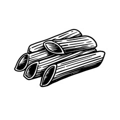 Illustration of a stack of penne pasta noodles art silhouette