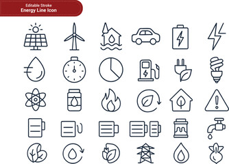 Sustainable Energy Icon Collection – Outline Vector Pack