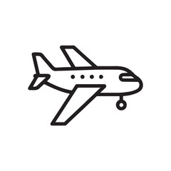 Airplane Outline Vector Icon on White Background