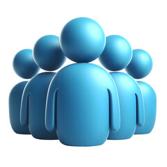 Group of blue abstract figures in a team formation isolated on transparent background