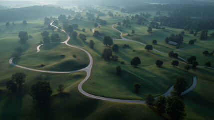 Serpentine Country Road Aerial Photography