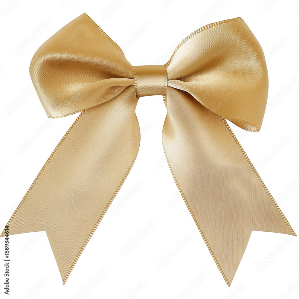 Poster shiny gold satin ribbon tied in a to isolated on a transparent background, perfect for adding a touc