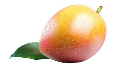 Fresh Ripe Pear with Green Leaf Isolated on White Background
