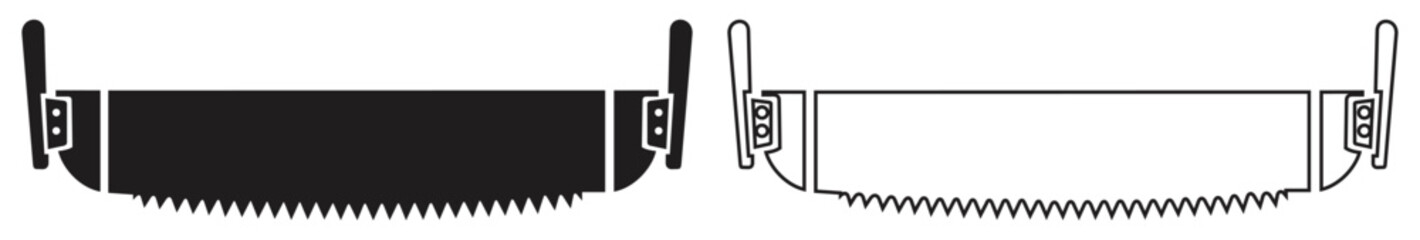 Vintage Two Man Crosscut Saw Illustration.