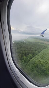 Passenger's point of view upon arrival in Panama on a rainy day.