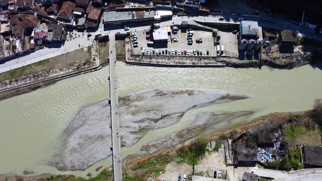 Albania 4K. Berat. Most Beautiful Town. Drone Footage. Osum River