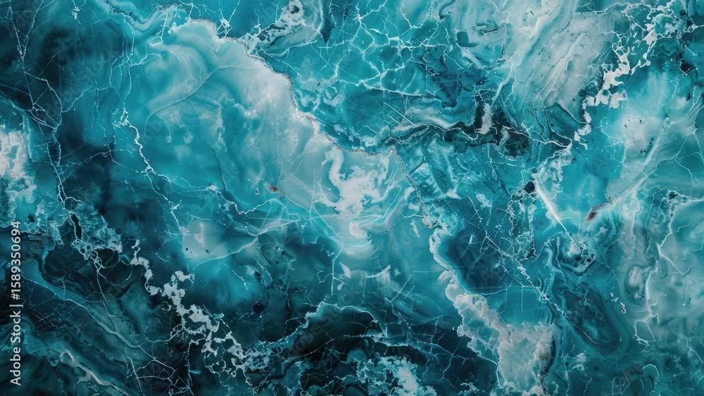 Poster a close-up shot of a blue and white marble surface with intricate patterns and textures