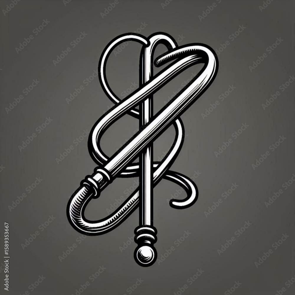 Poster single line outline vector design of intertwined shapes on dark background
