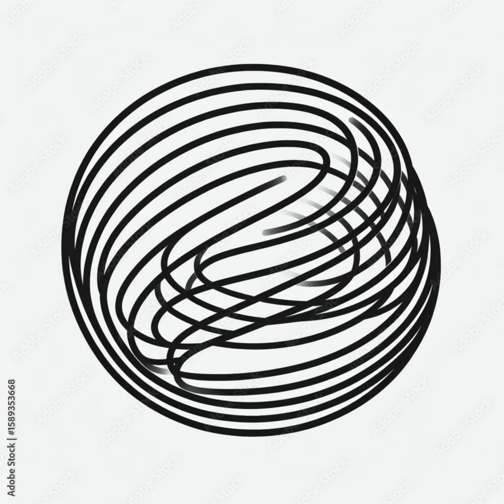 Poster abstract design of intertwined black lines forming a circular shape