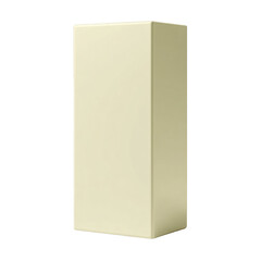 Naklejka premium A simple, light beige box stands upright against a pure transparent background