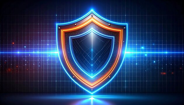 Modern shield graphic with glowing edges