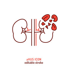 Editable vector illustration of kidney damage from rare clotting disorder.