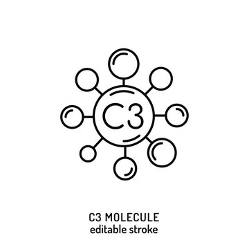 C3 molecule icon. Editable vector illustration of immune protein structure.