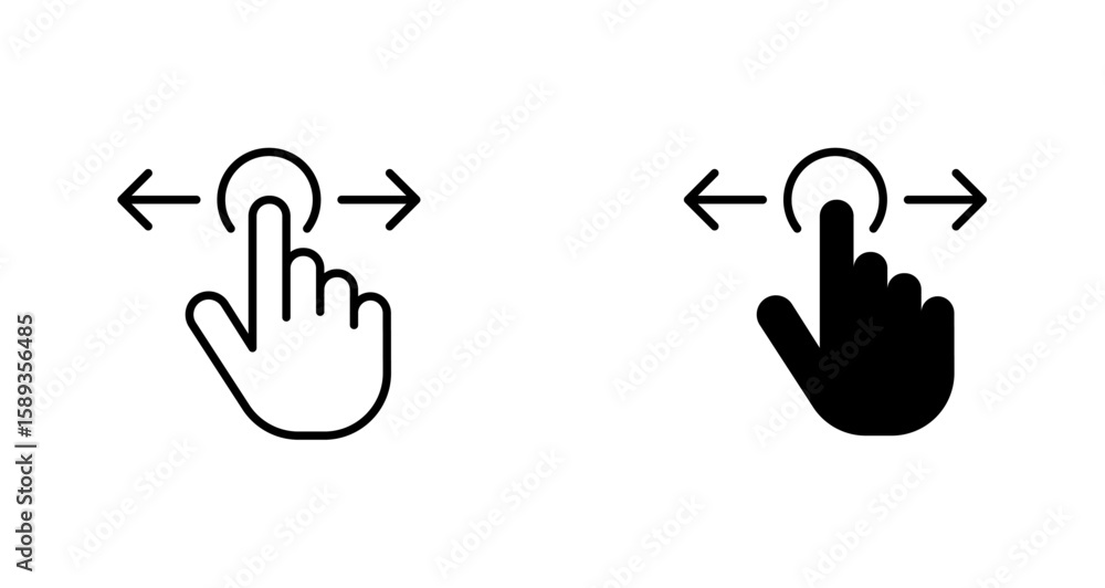 Poster swipe left and right icon. digital slider. sliding with finger symbol