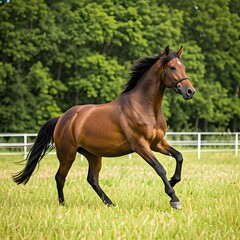 Fototapeta premium A horse galloping in an open field.jpg
