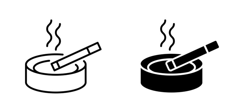 Ashtray, cigarette and cigarette smoke icon