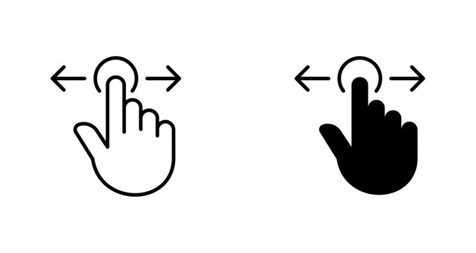 Swipe left and right icon. Digital slider. Sliding with finger symbol