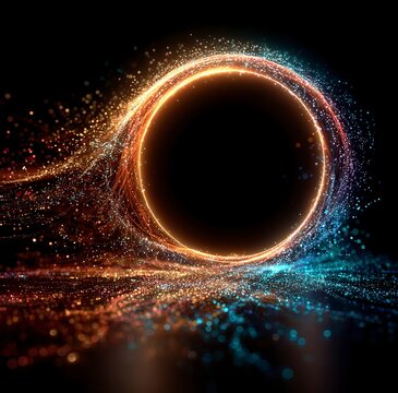 Hyperrealistic Glowing Particle Infinity Symbol with Color Spectrum, Neon Energy Loop on Dark Background, Abstract Sci-Fi Light Effect