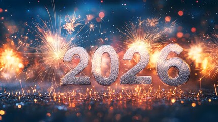 2026 Foil Balloon on Yellow Background
