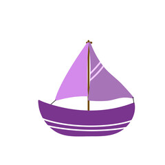 Doodle boat sea cute small ship summer holiday that can be used for sticker, book, scrapbook, icon, decorative, e.t.c with aesthetic purple colorful color