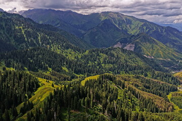 Ile-Alatau National Park. Mountainous area with different vegetation near Almaty. The Tian Shan...