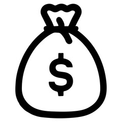 Vector icon of money bag. Dollar sign on money bag.