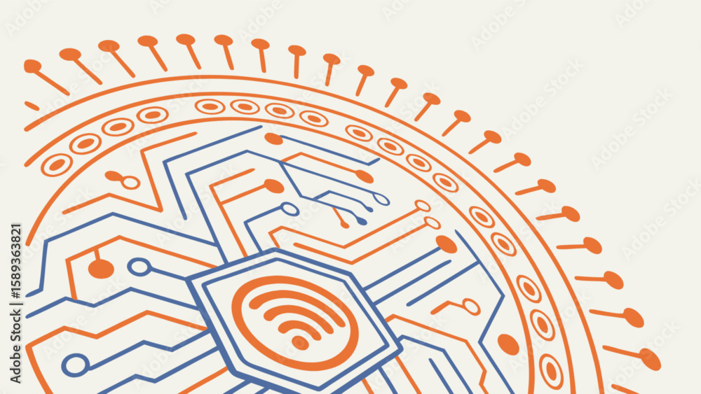 Aufkleber abstract technology circuit board vector illustration with wifi signal for digital innovation design