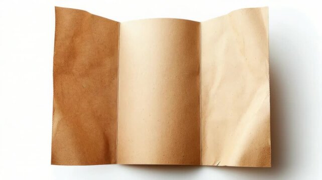 A piece of brown paper lying on a clean white surface, suitable for various uses such as note-taking or crafting