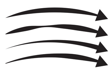 long line curve arrow set icon isolated on white background. flat style Arrow symbol. black large long line arrow vector. Vector illustration. 