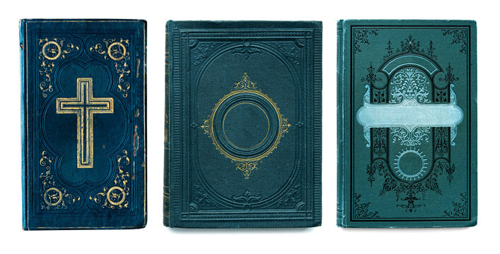 Old skin book cover with embossed golden abstract pattern and floral decorations isolate on white background. Modern style. Abstract vintage decorations 19th century.