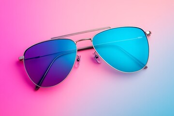 Stylish aviator sunglasses with vibrant blue and purple lenses for fashion and sun protection