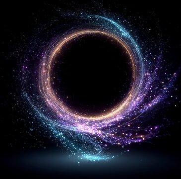 Hyperrealistic Glowing Particle Infinity Symbol with Color Spectrum, Neon Energy Loop on Dark Background, Abstract Sci-Fi Light Effect