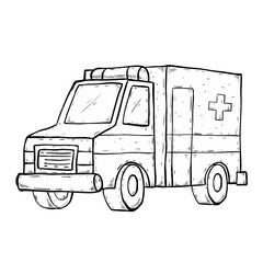 Sketch of ambulance isolated on white