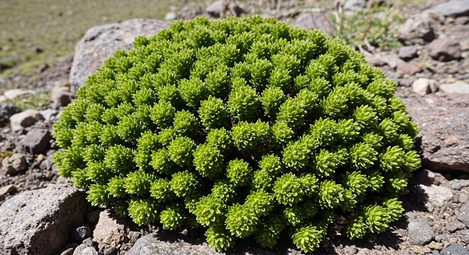 green plant called Azorella compacta: yareta or ilareta